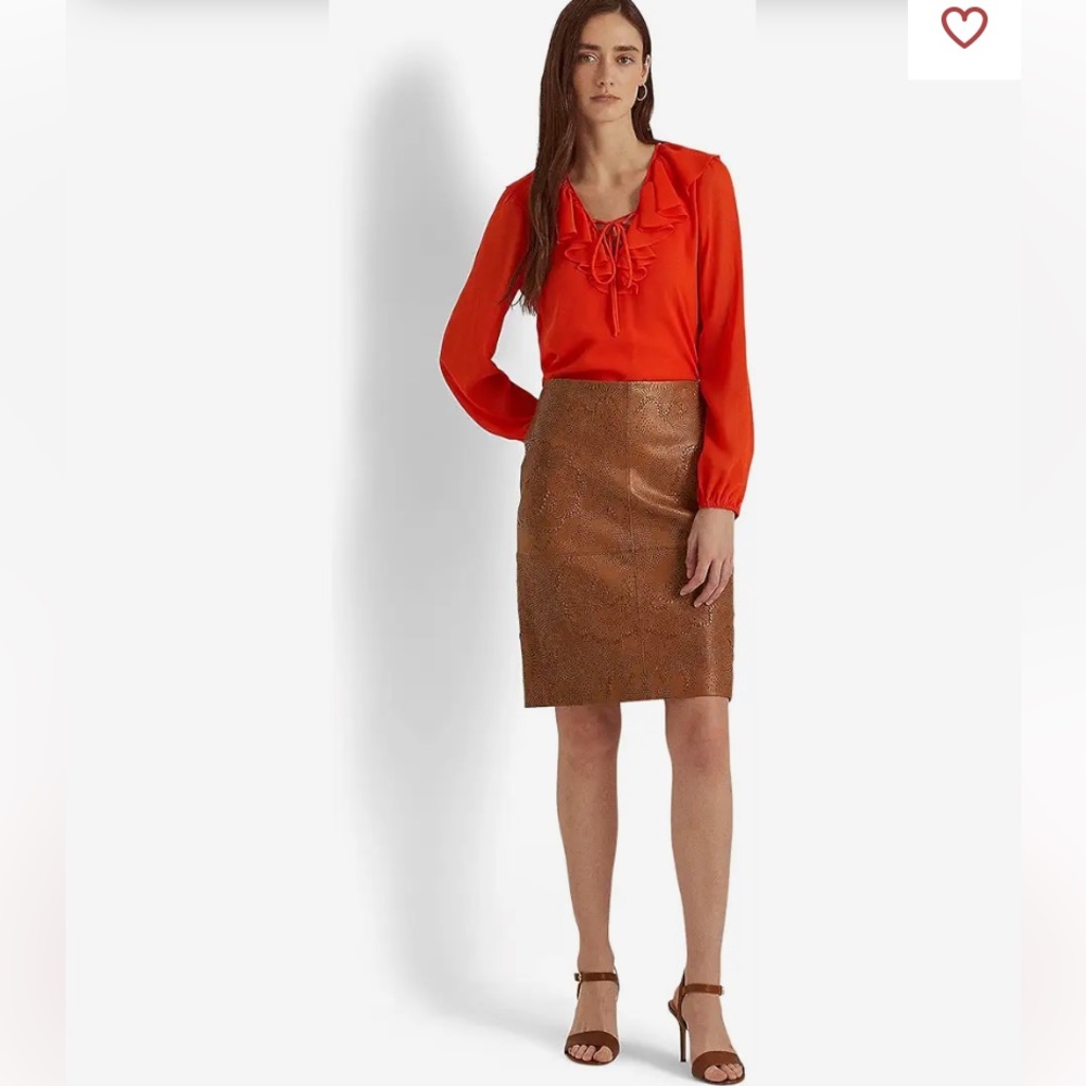 Vintage Ralph Lauren Transition 22 brown leather skirt - Picture 2 of 11